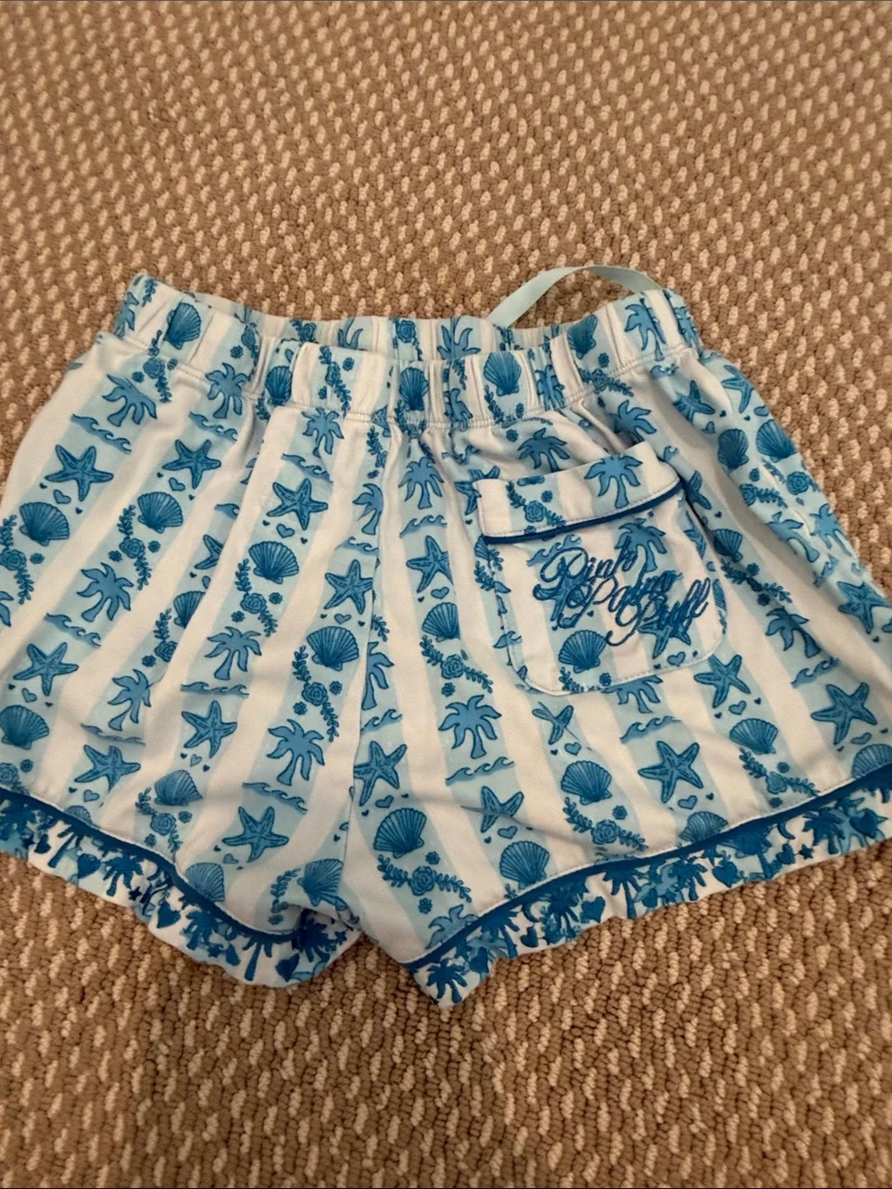 Girls Blue pink palm puff pajamas